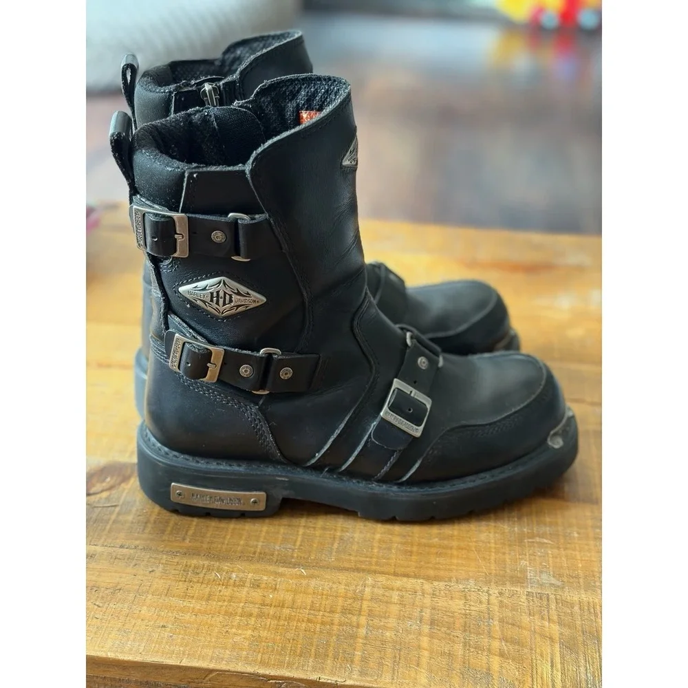 Harley-Davidson Men's Distortion Skull Motorcycle Black Boots 9 M - EUC